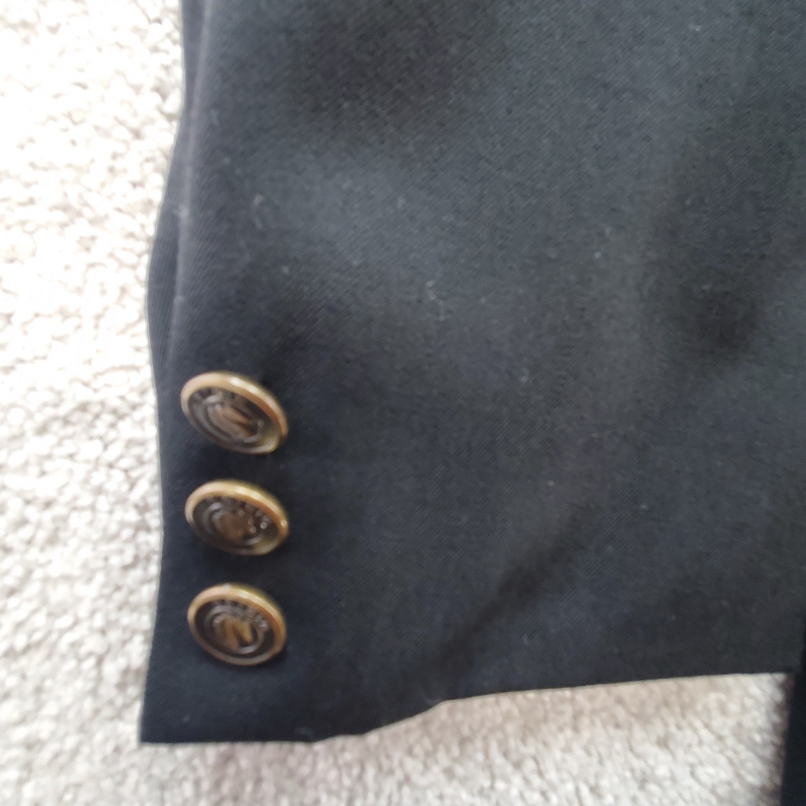 Pierre Cardin Mens Double Breasted Blazer 46 Black Gold Tone Buttons 9869