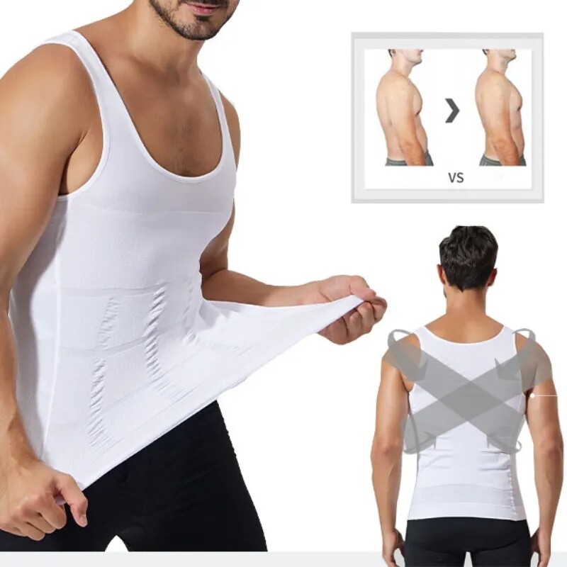 Men Gynecomastia Compression Undershirt Body Shaper Slimming Belly Vest Tank Top