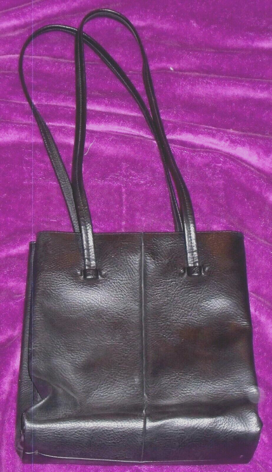 Purse Tote Liz Claiborne Black Brown 11″H x11″W x 3 3/4″thick 13 1/2″ Strap Drop