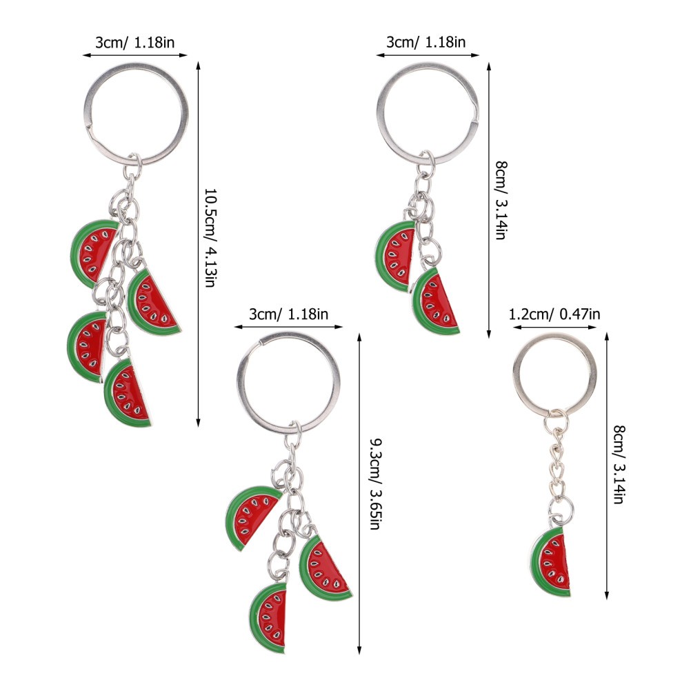 4Pcs Reusable Watermelon Slice Keychain Red Zinc Alloy Bag Charm Accessories