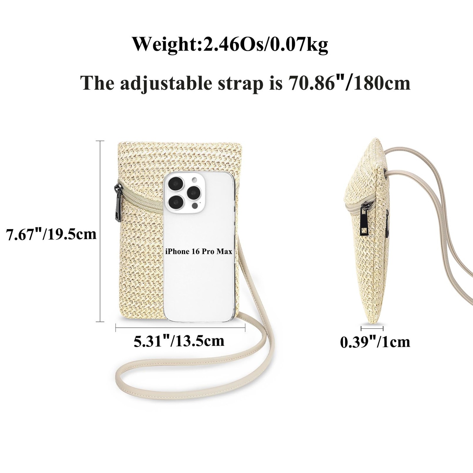 BBORGDC Straw Crossbody Phone Bag for Women, Small Woven Cell Phone Purse wit…