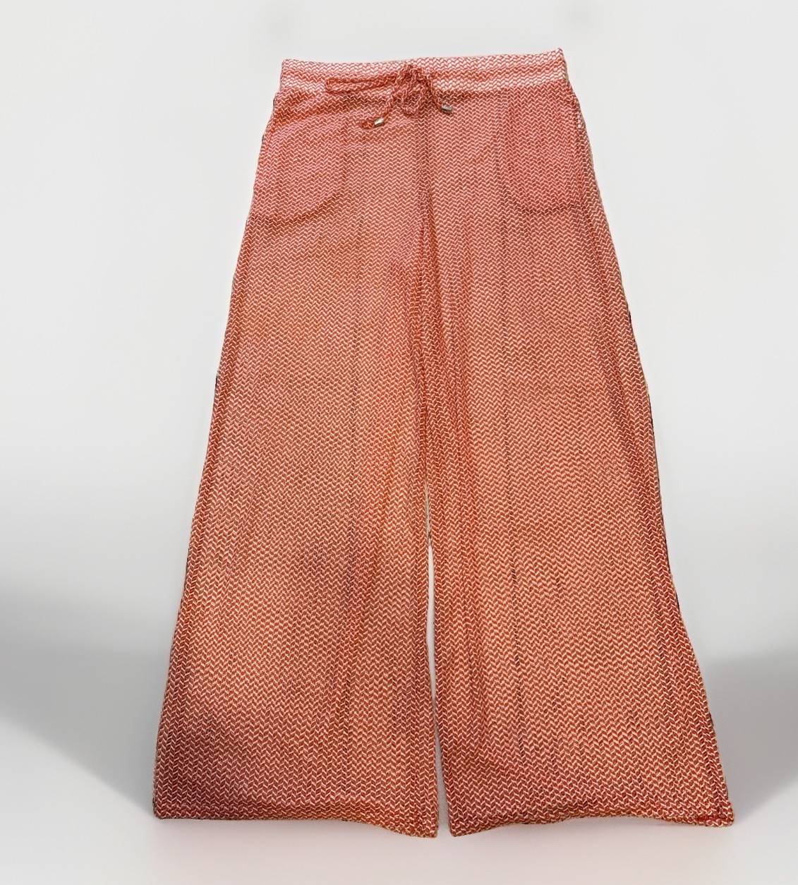 Dotti Openwork Net Cover-Up Drawstring Pants Sz XL White Orange