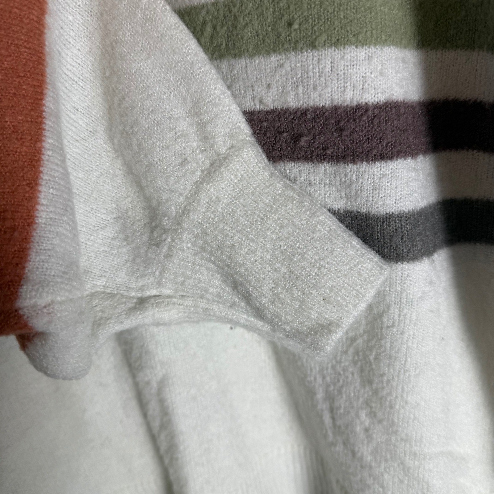 Womens Striped Crew Neck Knit Sweater White Multi Color Size Large Colorful