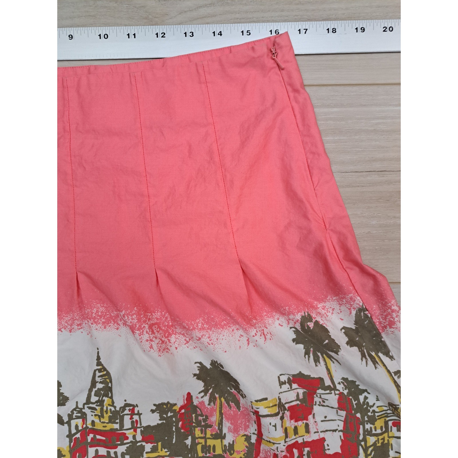 Old Navy Pink Tropical Border Print A-Line Skirt Just Below Waist Size 10 Y2K