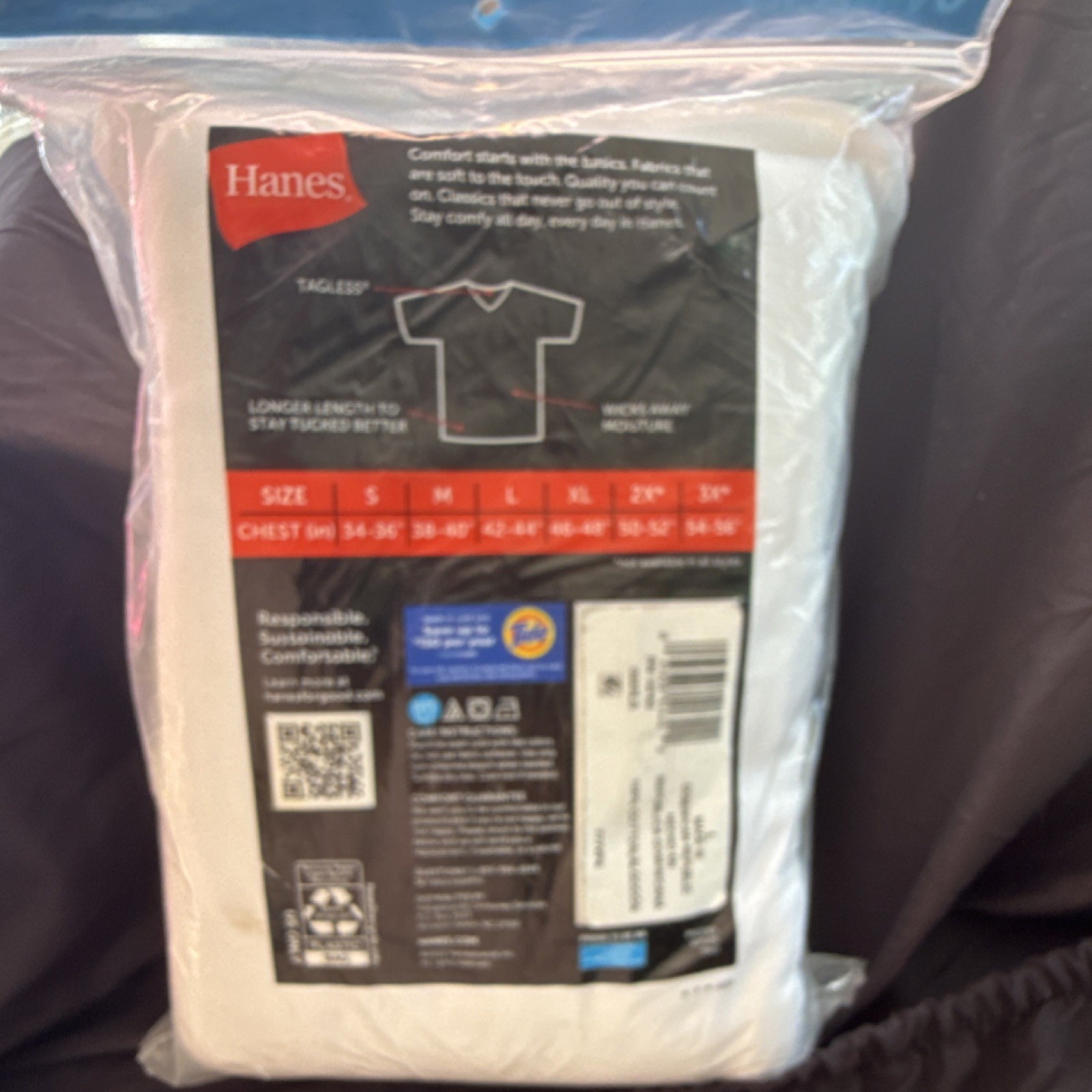 Hanes Tagless Men’s 6-Pack V-Neck Undershirts L White Breathable 777VP6