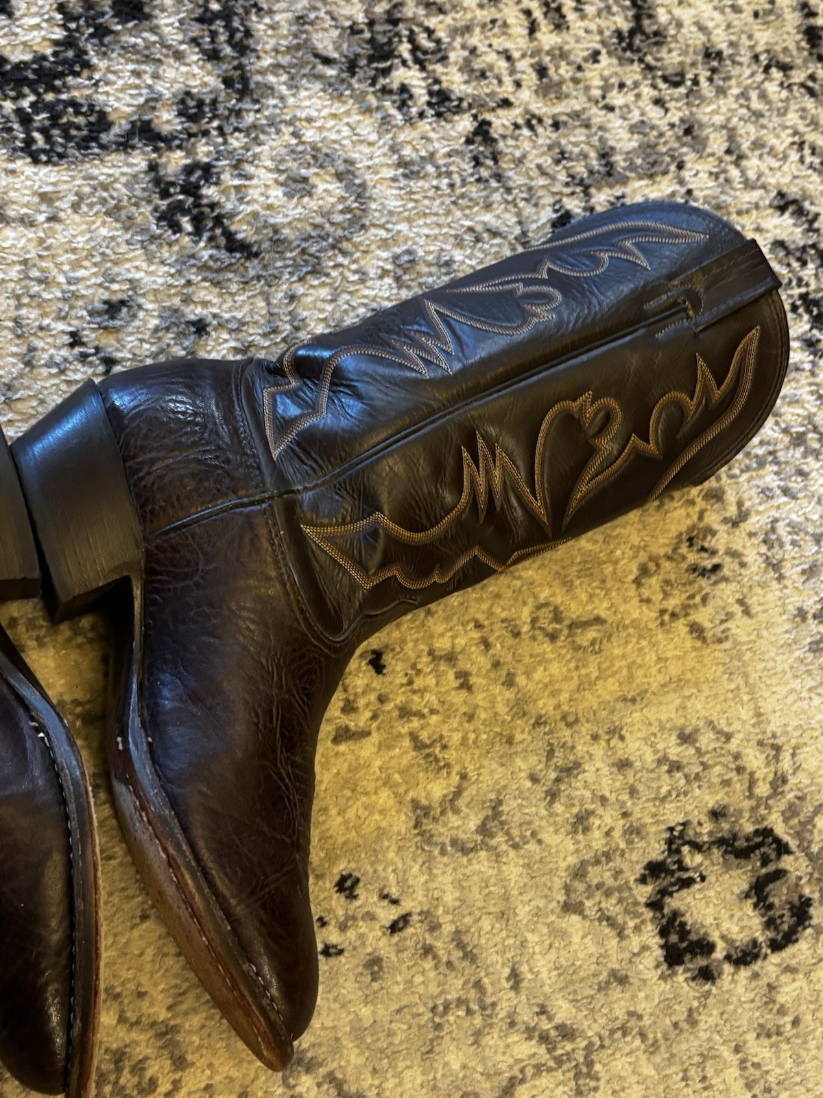 Larry Mahan Nocona Texas Brown Bullhide Leather Mens Size 10 XE Cowboy Boots