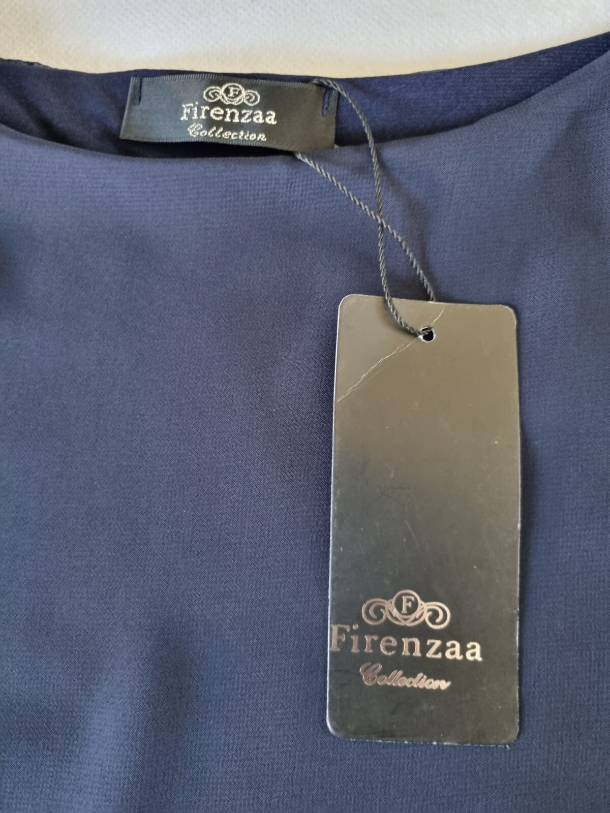 Firenzaa Top Navy UkS Soft Jersey &chiffon Layered Bnwt Holiday Cruise Evening