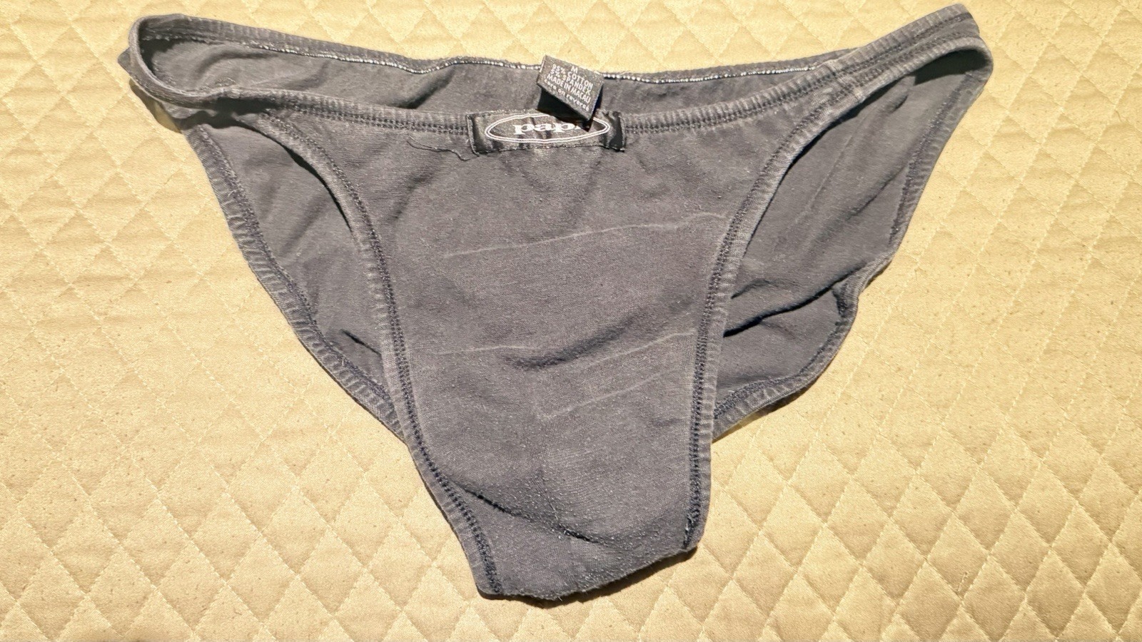 Papi Men’s Bikini Brief Underwear Black Size Medium Cotton Stretch Low Rise