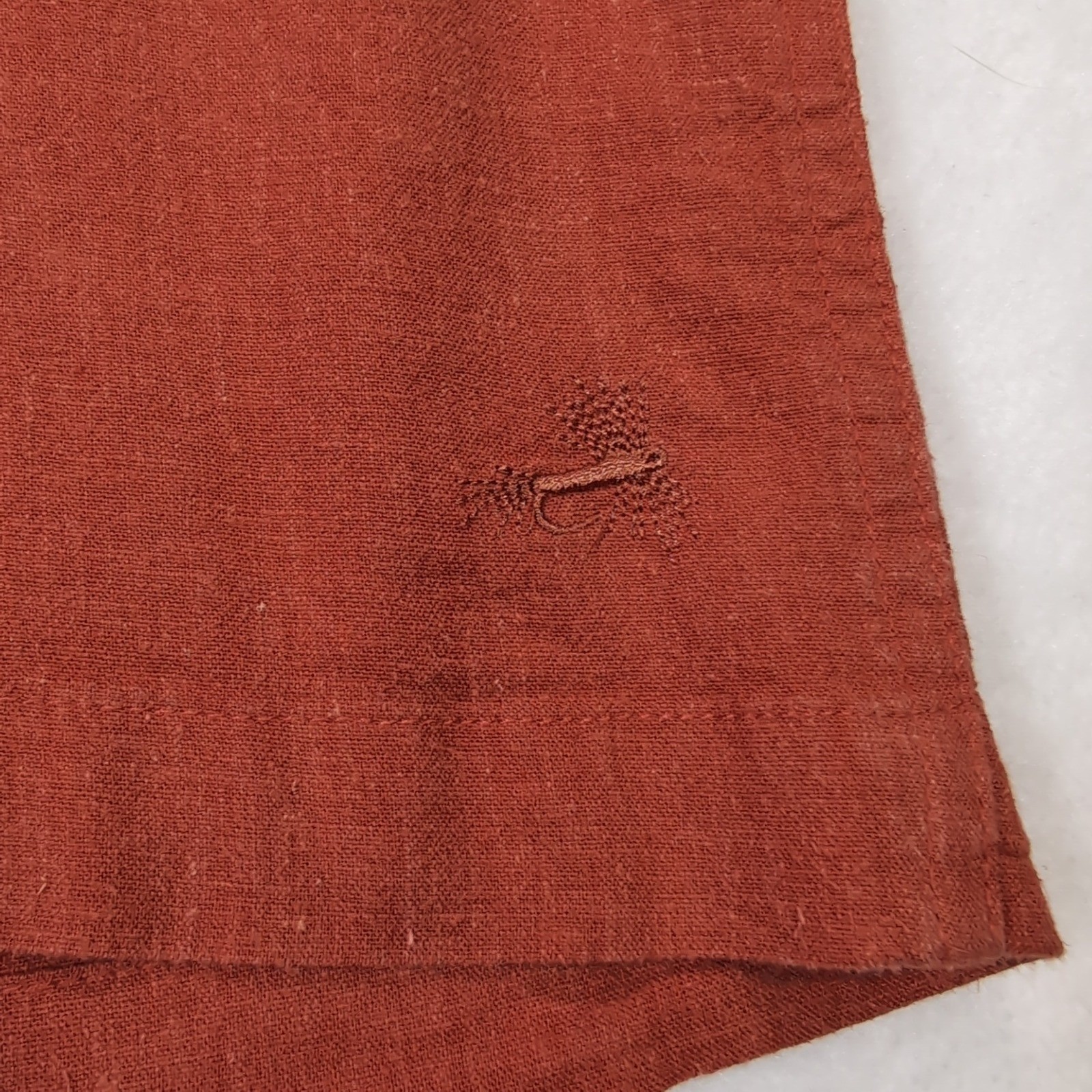 Orvis Button Down Shirt Mens XL Burnt Orange Hemp Blend Short Sleeve Classic Fit