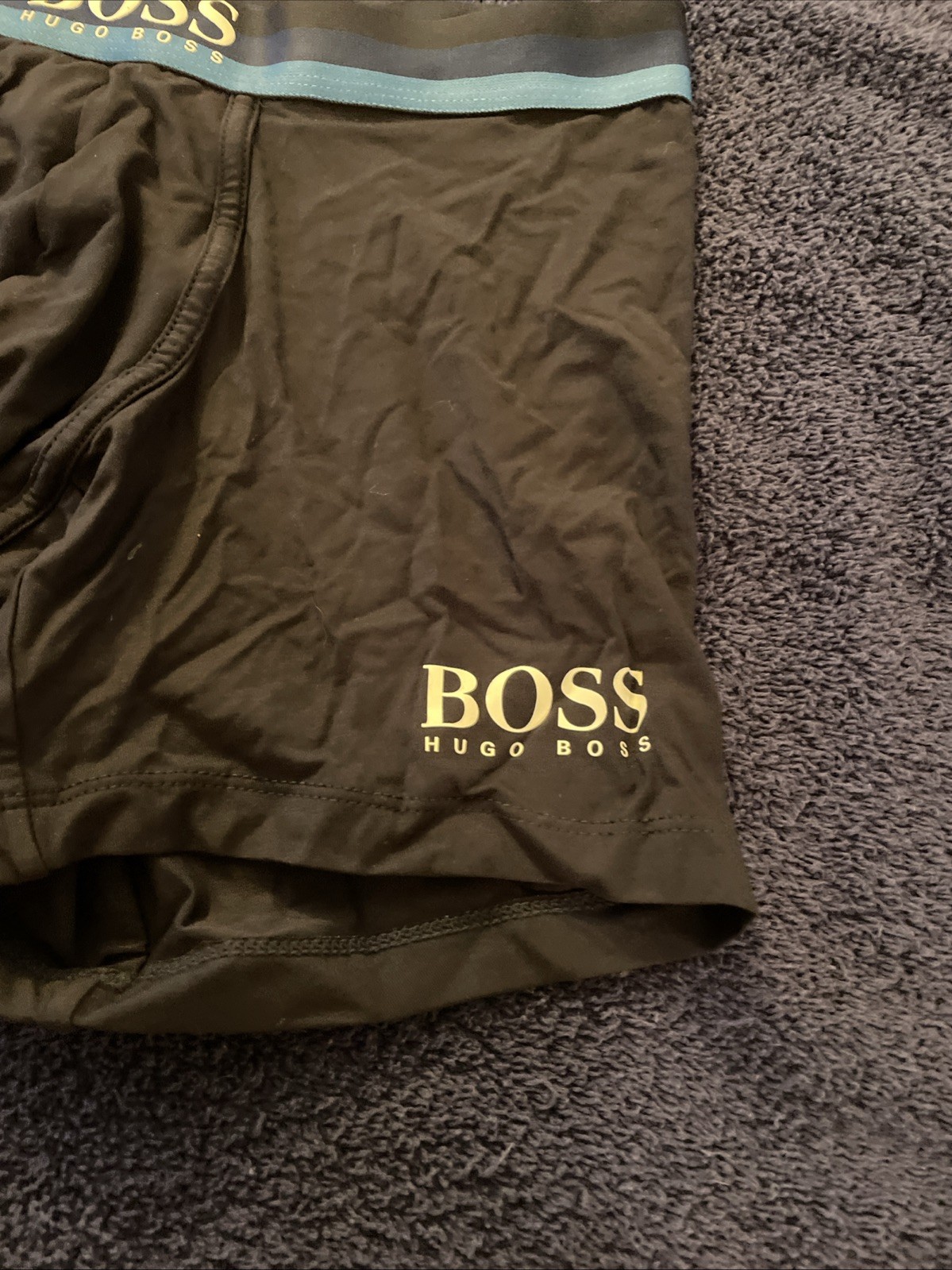 Hugo Boss Men Boxer Briefs Bamboo Blend Black Blue Waistband Size M New W/Tags