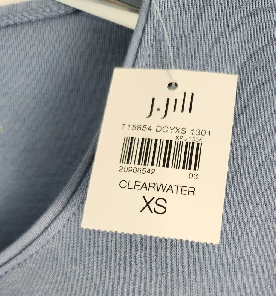 Womens J Jill Pima Cotton Long Sleeve T-shirt Set of 2 White Light Blue XS