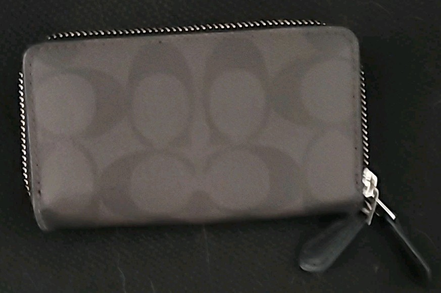 Coach Women’s Slim Double Zip Wallet – Brown pebbled leather 2.75 x 4.5 inches