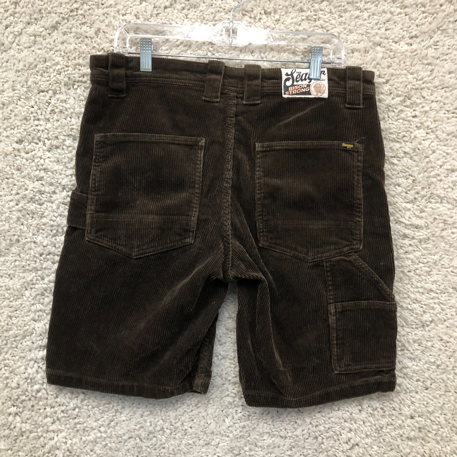 Seager Shorts 33 Mens Brown Bison Relaxed Fit Carpenter Corduroy Casual Workwear