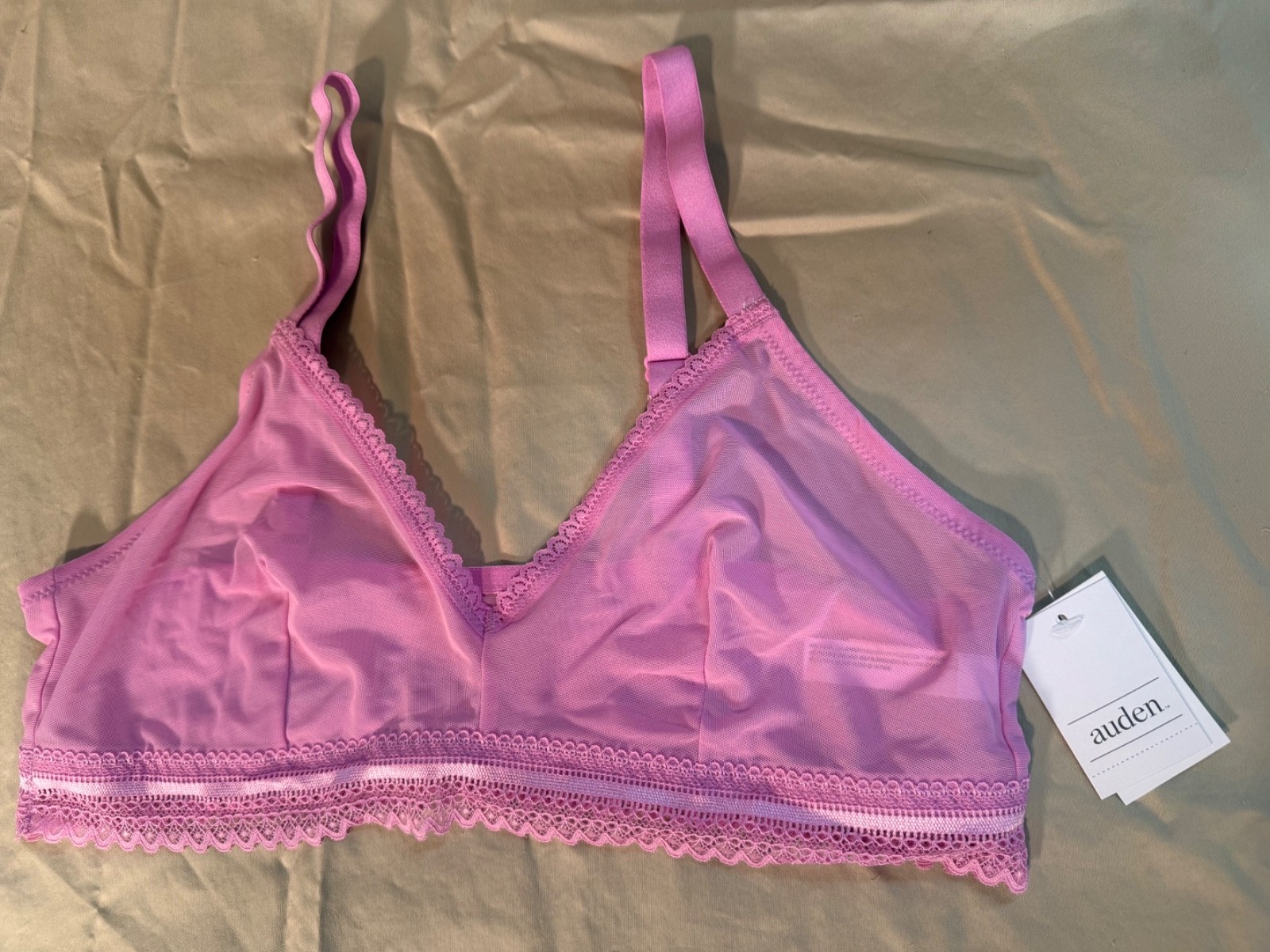 AUDEN Mauve/Pink Unlined Bralette Size XL 38DD 40D Adjustable Strap Pullover