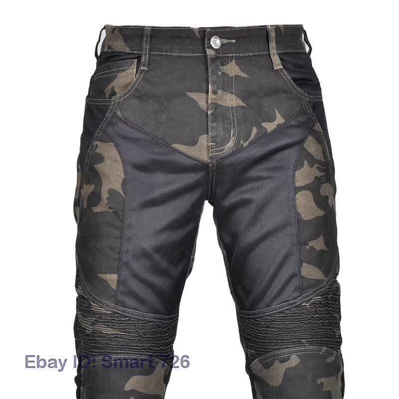 Men Motorcycle Riding Pants Summer Mesh Biker Motocross Jeans Racing Casual Camo