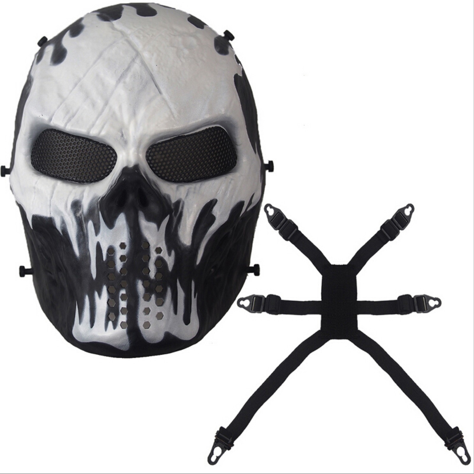New Airsoft Paintball Tactical Full Face Protection Skull Mask Skeleton Army J