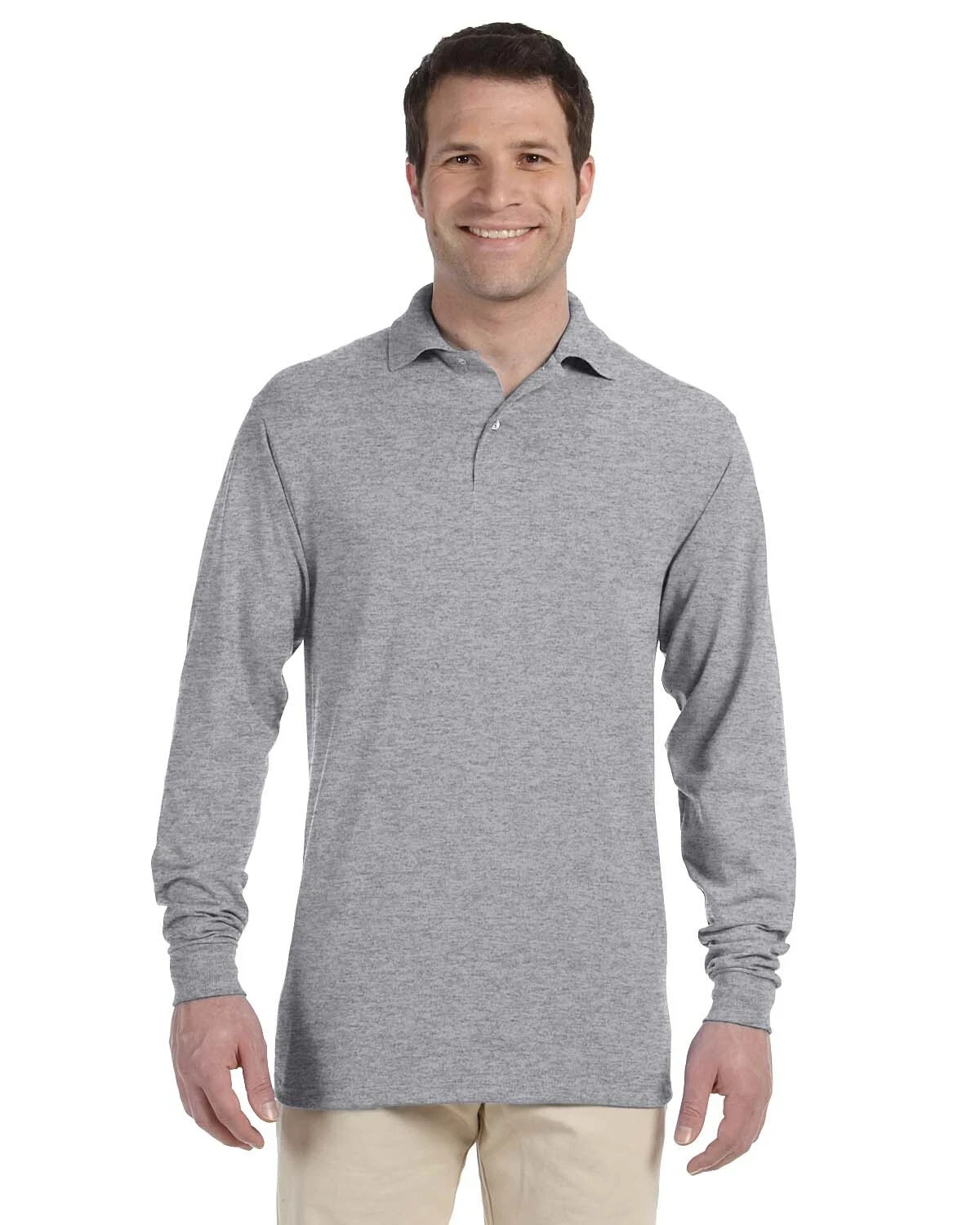 Jerzees Men’s Long Sleeve Polo with SpotShield 437ML, S-2XL Polos, 50/50 Blend