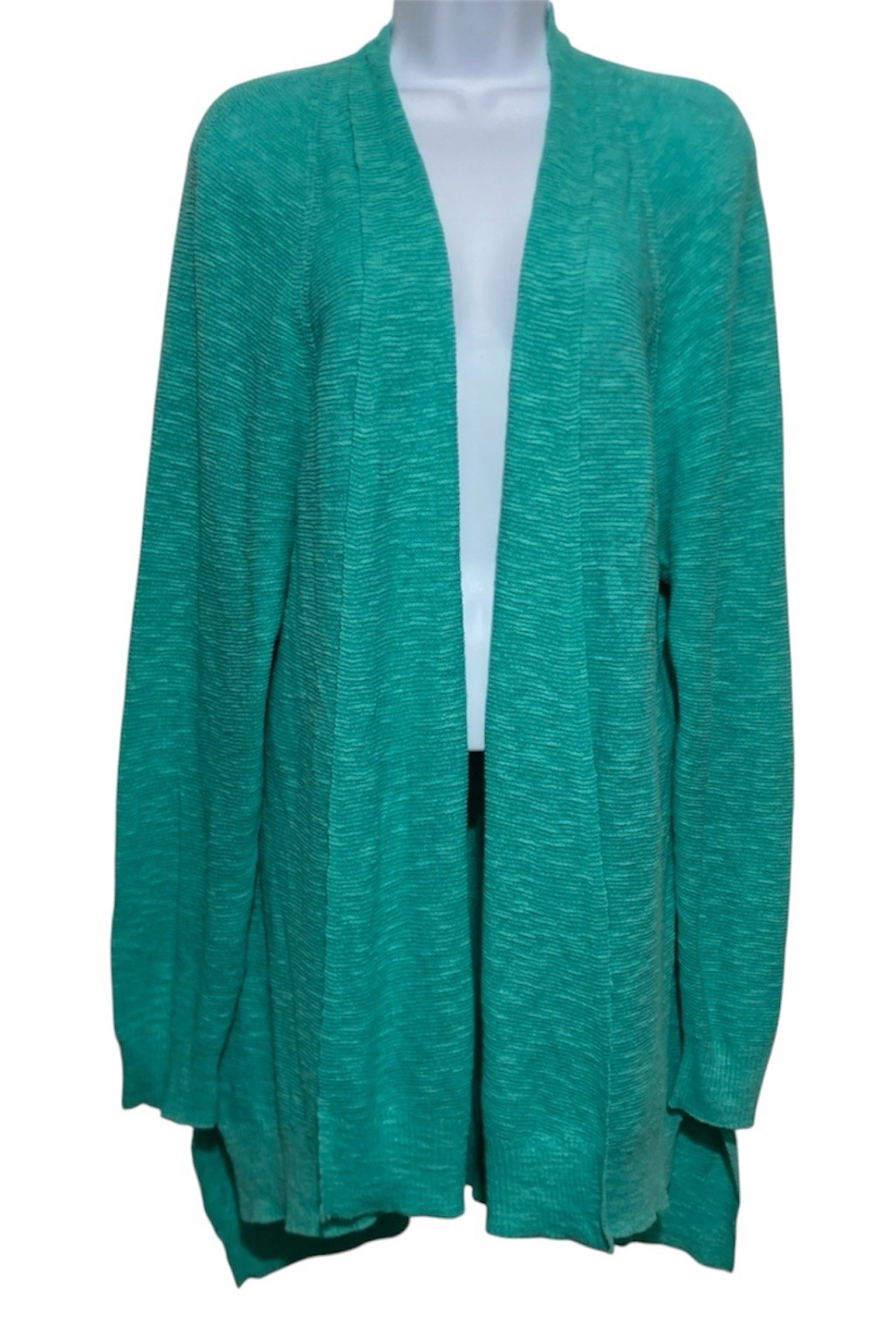 Eileen Fisher Cardigan Women 2X Open Slub Knit Organic Linen Cotton High Low Hem