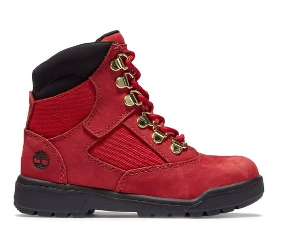 [TB0A2JMYF41] Grade School Timberland 6 INCH FIELD BOOT ‘DARK RED NUBUCK’