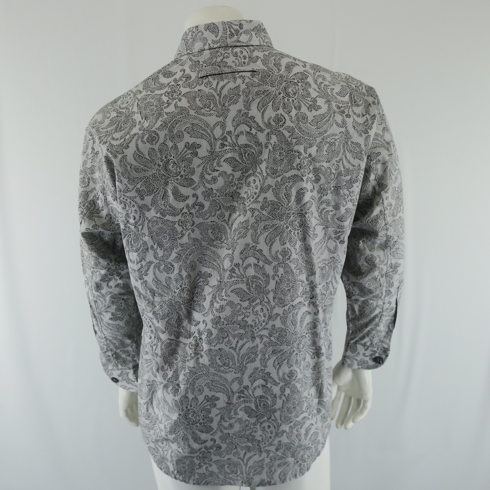 Signum Long Sleeve Button Up Shirt Mens S Black White 100% Baumwolle Cotton