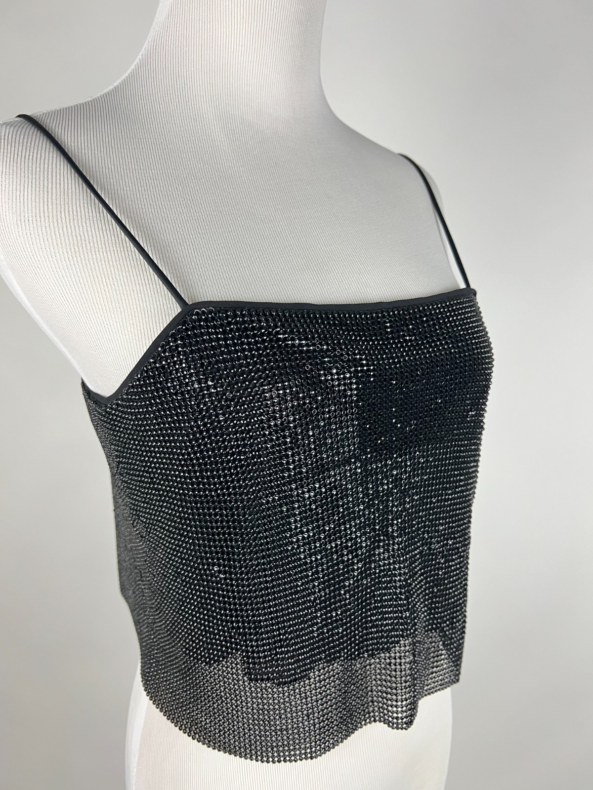 *NWT* ALICE + OLIVIA ‘Grazi Embellished Spaghetti Strap Top’ – S, Black
