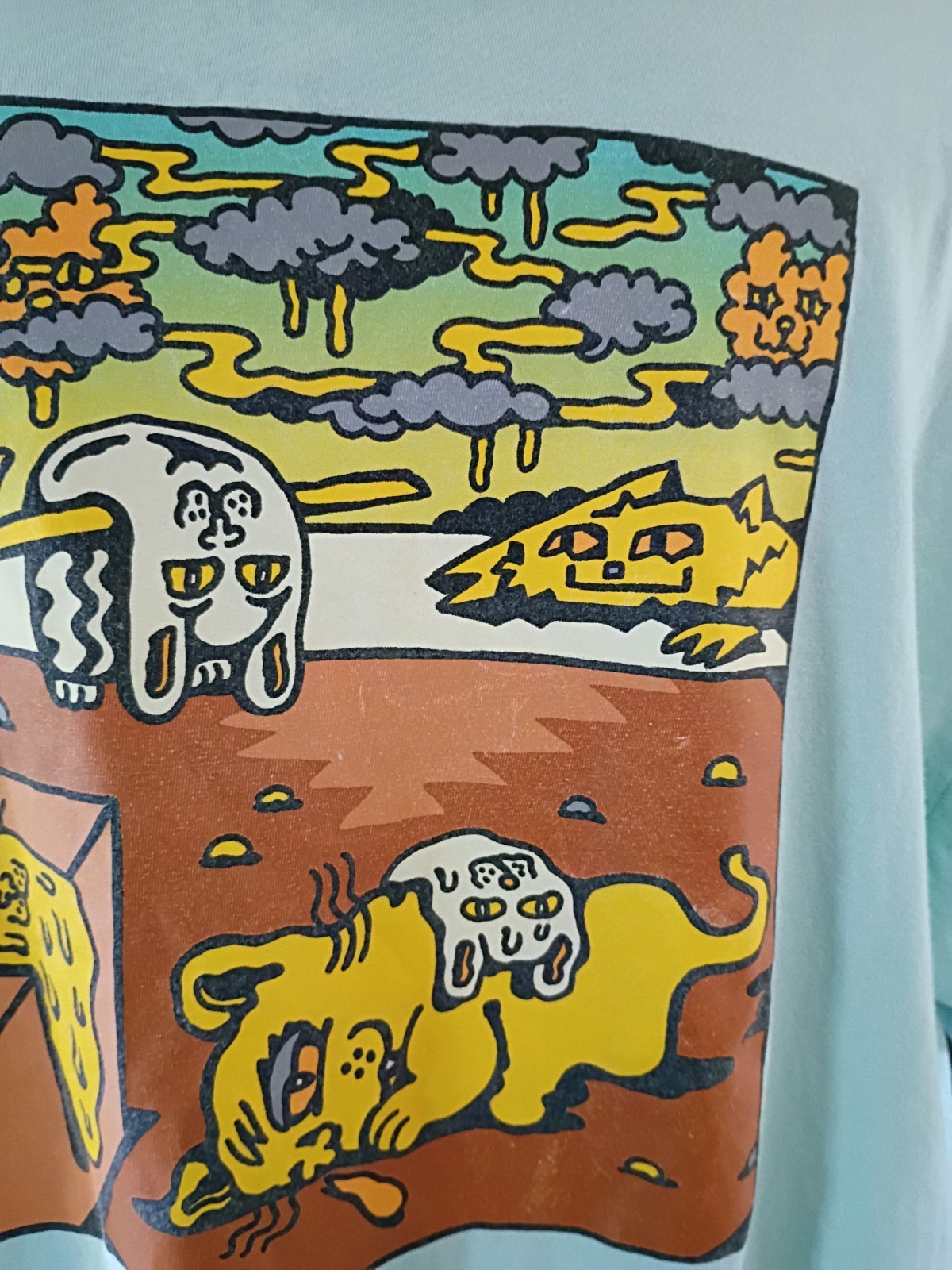 Killer Acid Melting Cat Light Blue T-Shirt XL
