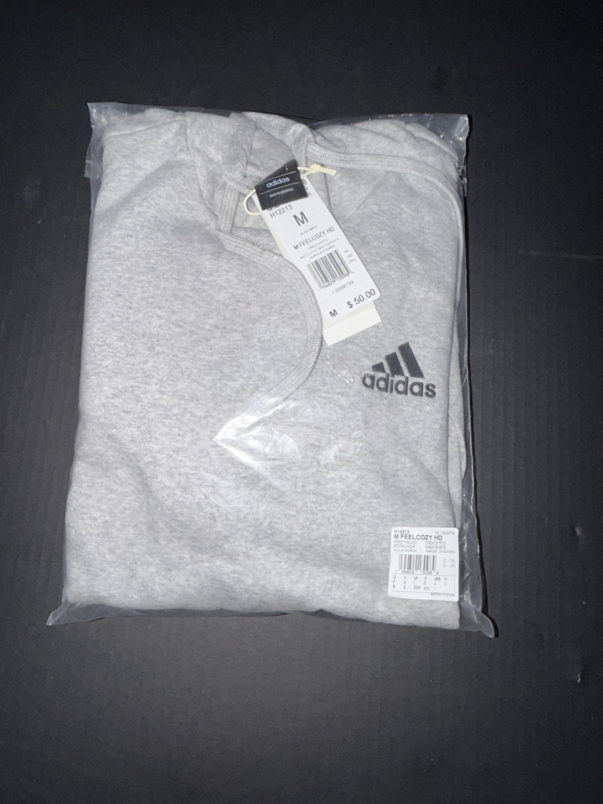 adidas Men’s Essentials Fleece Hoodie, Medium Grey Heather/Black Medium
