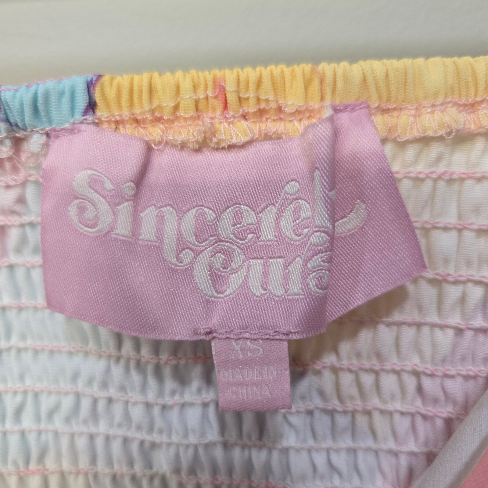 Sincerely Ours Aria Mini Dress XS Multicolor Pastel Festival Summer Whimsical