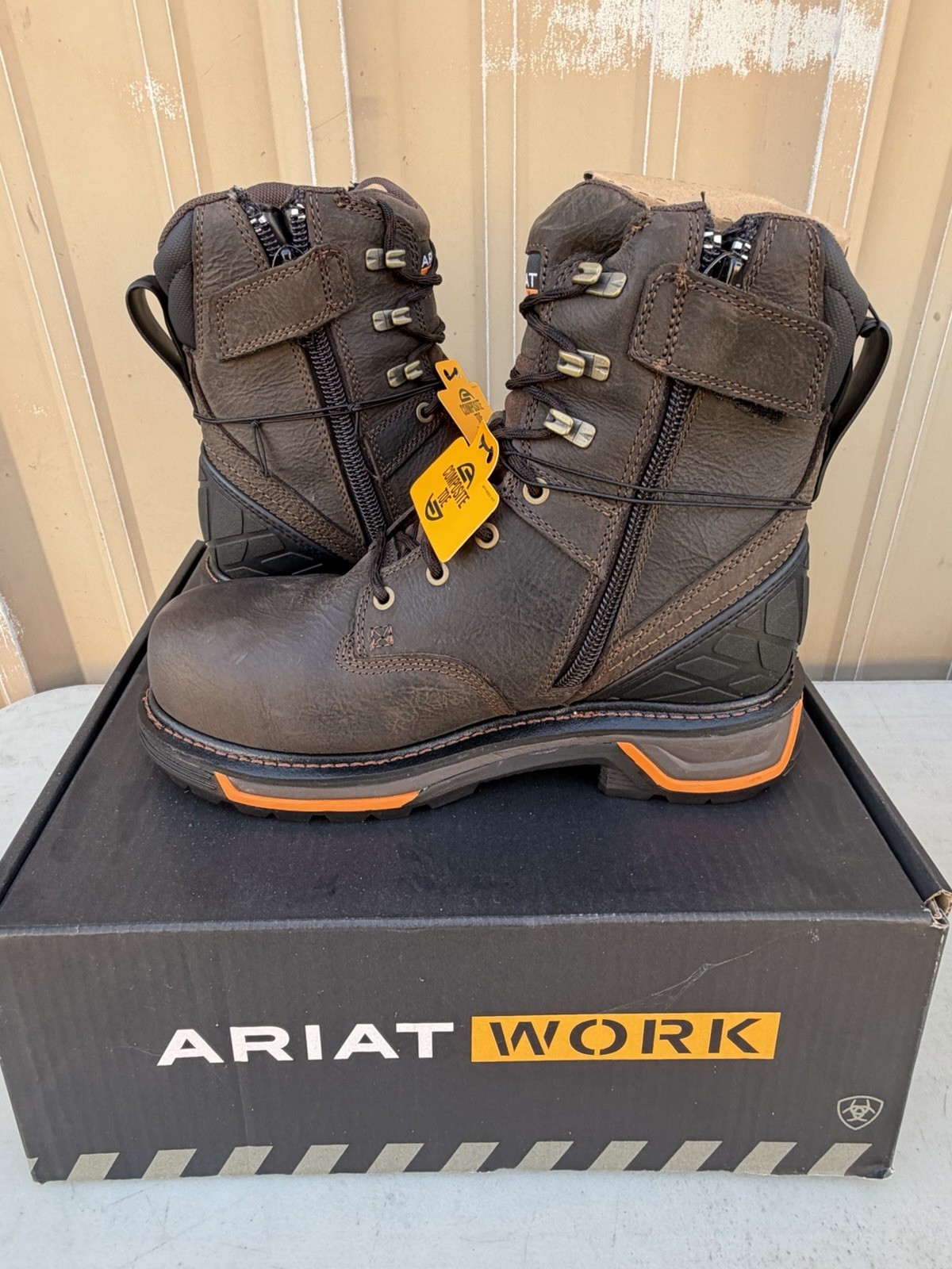 Ariat Big Rig 8 Inch H20 Comp Toe Iron Coffee Waterproof Men Size 8 Extra Wide