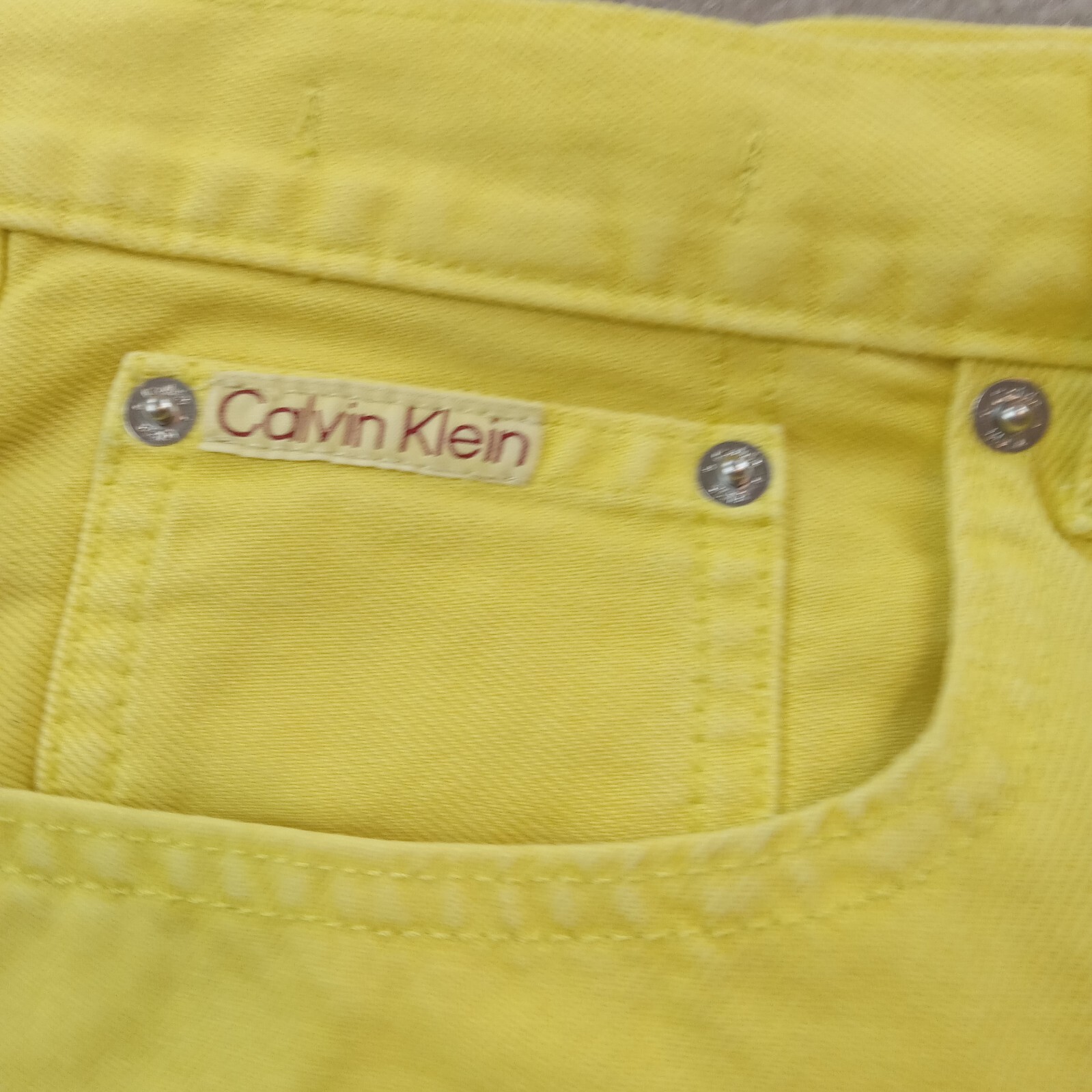 Calvin Klein Jeans Mens 31 (33x28Actual) Yellow Denim Straight Leg Casual