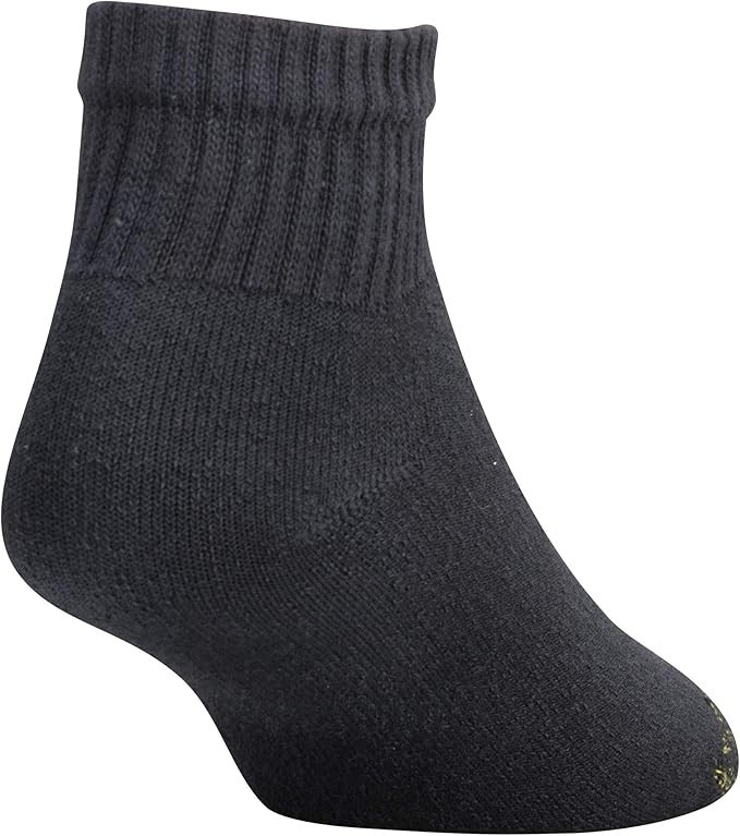 Gold Toe Men’s 656P Cotton Quarter Athletic Sock 6 Pack Black Size 6-12.5