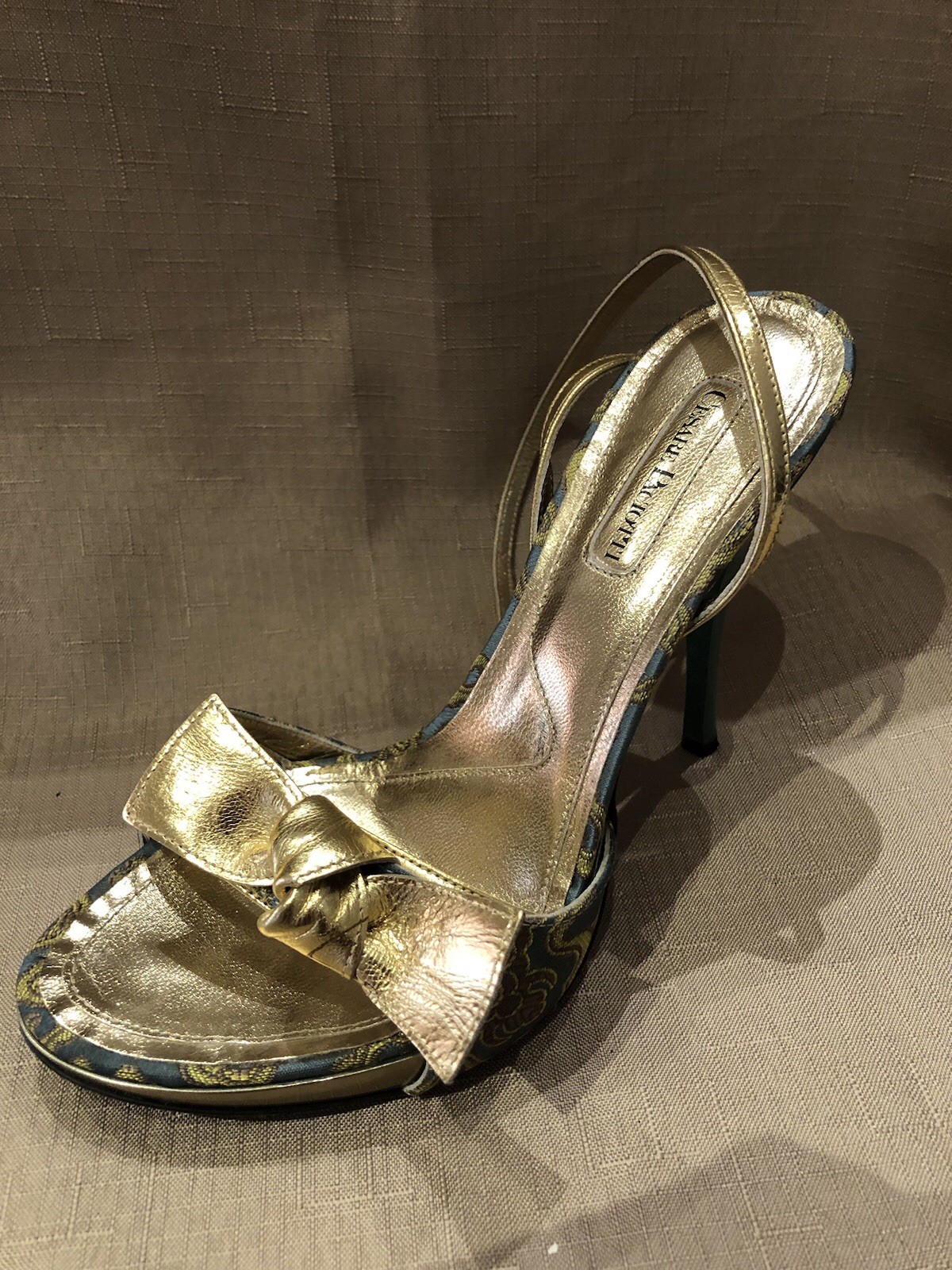 Gorgeous Cesare Paciotti Jacquard Silk Heels Shoes 3 81/2 Excellent Cond.