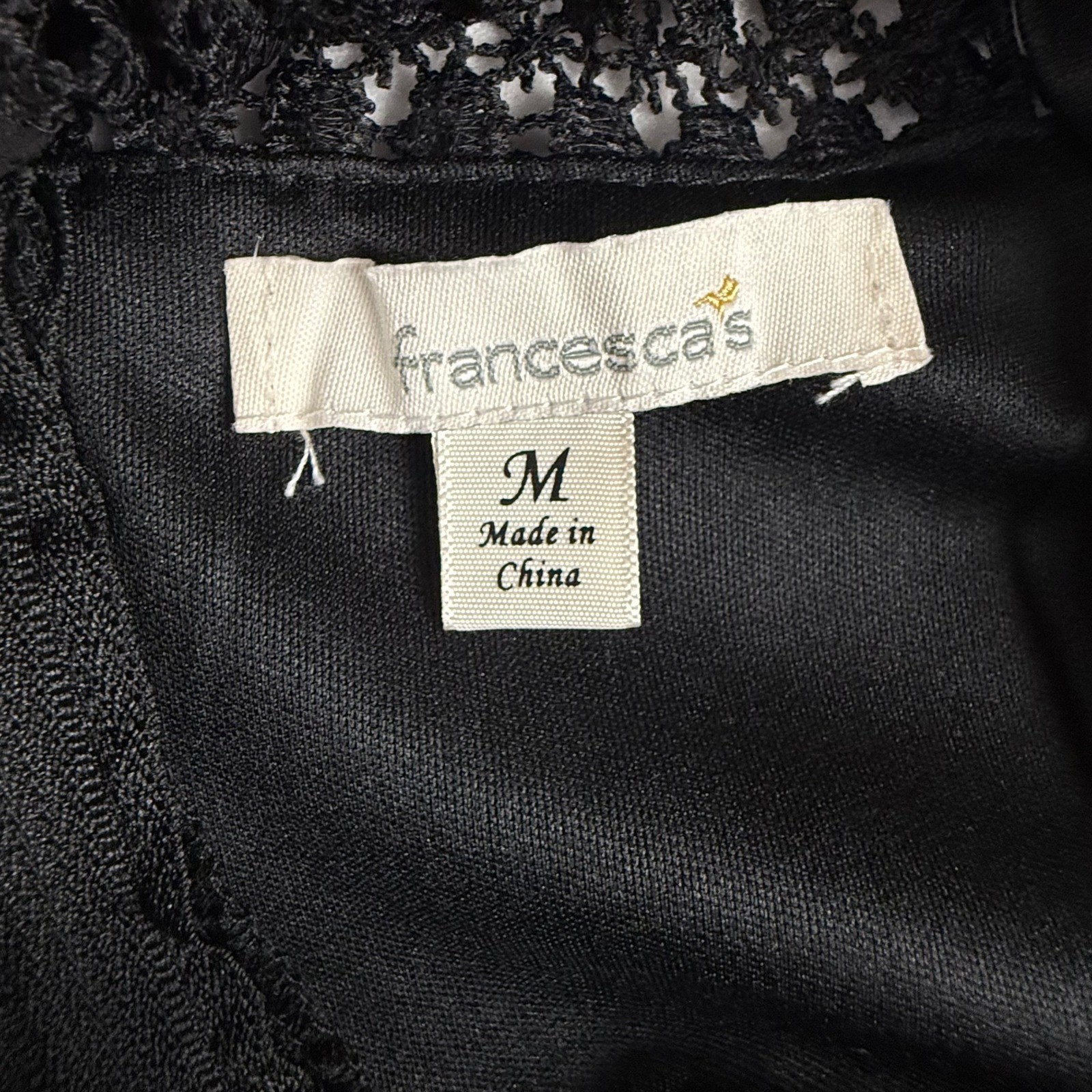 FRANCESCAS Womens Black Crochet Lace Sleeveless Fit and Flare Dress Size M