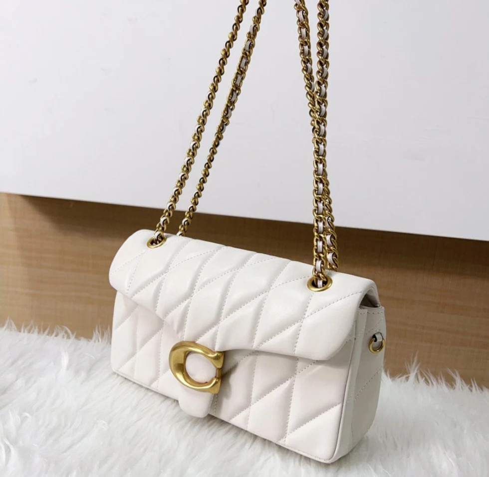 COACH Tabby 26 Quilted Shoulder Bag Beige Leather CP150 Outlet New