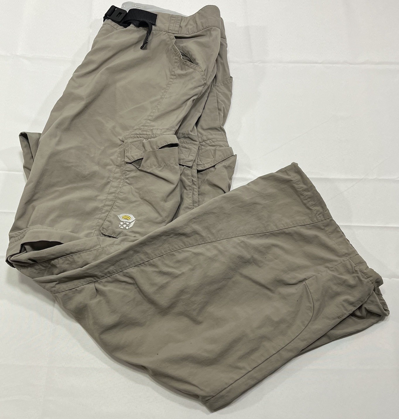 Mountain Hardwear Pants Mens Beige Convertible Belted Hiking Large Short Stains