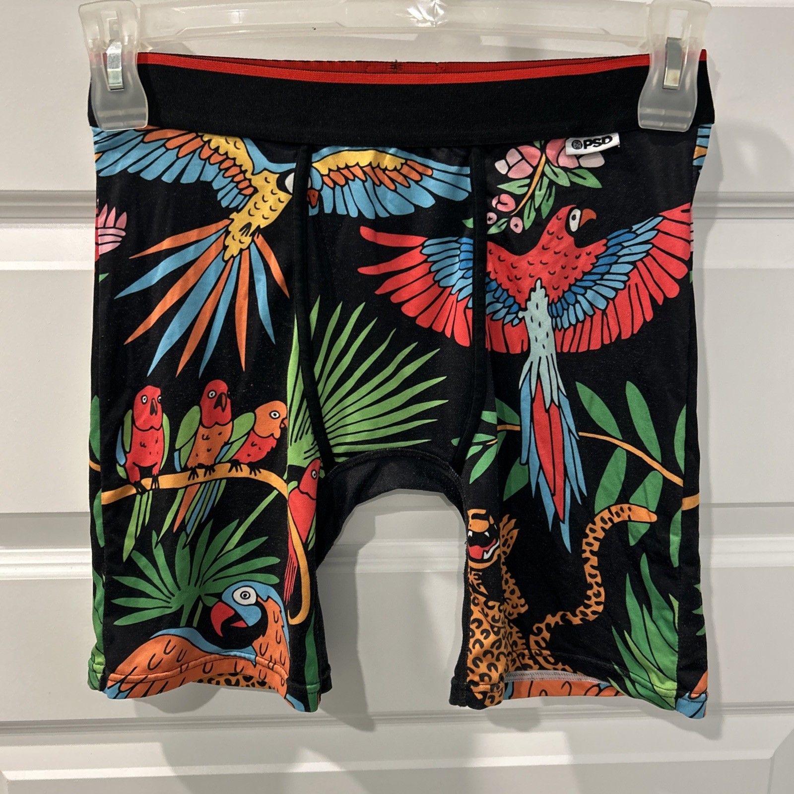 PSD Men’s Sz S (28-30) Black Floral Tropical Colorful Underwear BoxerBriefs EUC