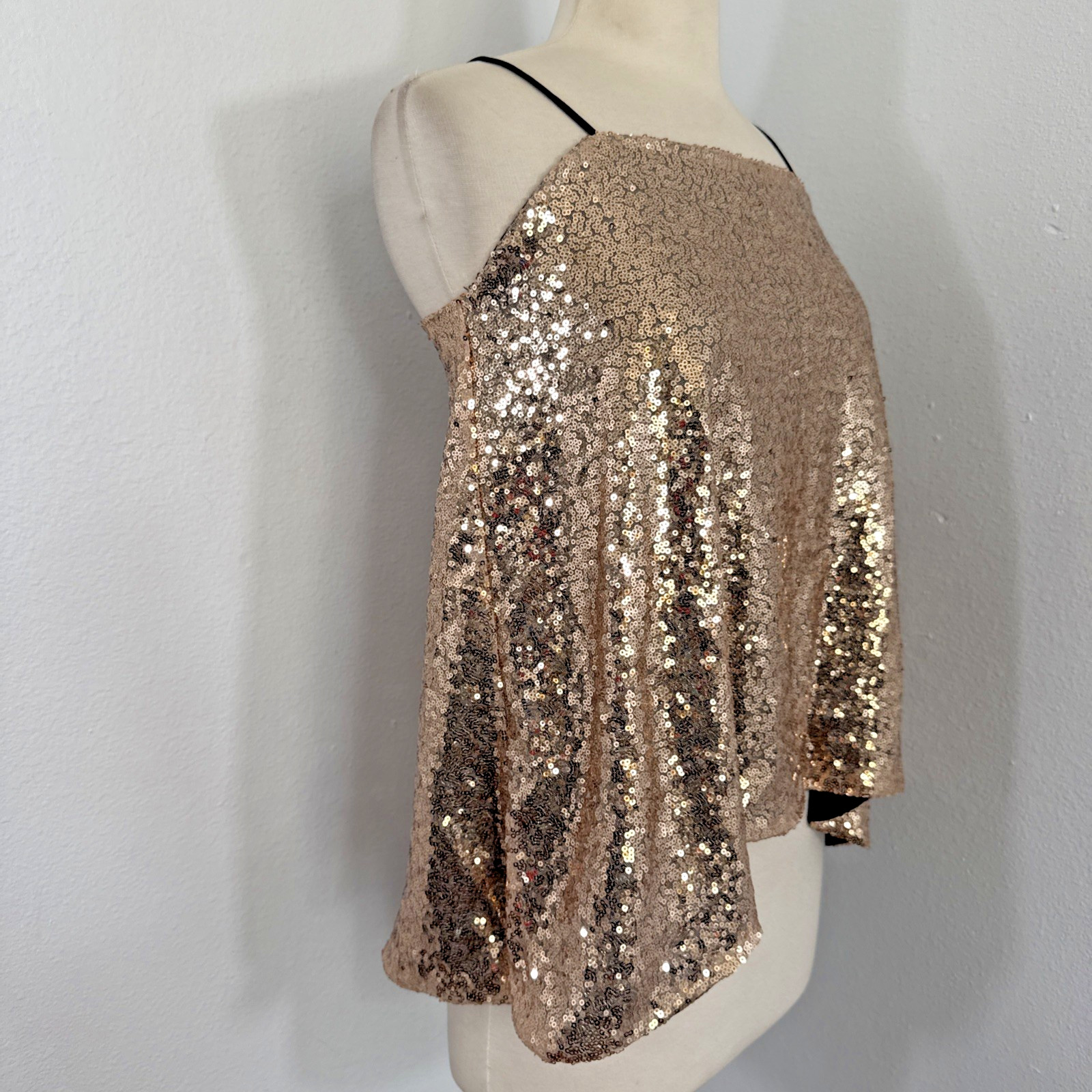 Haoduoyi Tank Top Womens S Golden Sequins Feminine Disco Party Y2K