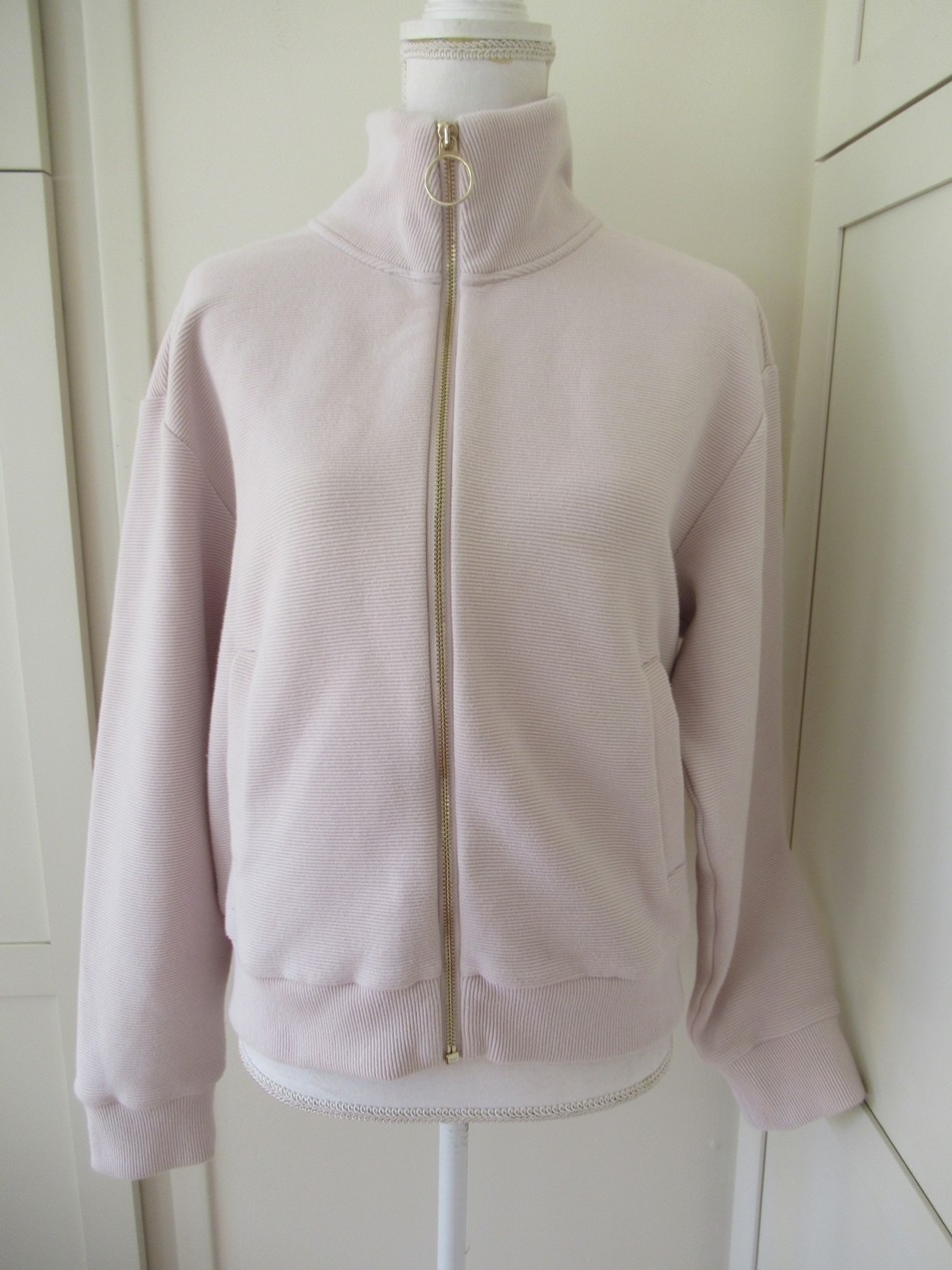 Varley Bloomwood Ribbed Mock Neck Zip Up Jacket in OaK Milk Size S