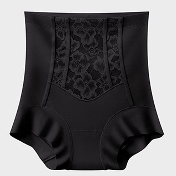 Women High waist Briefs Lace ice silk Tummy control Seamless Underwear 32991