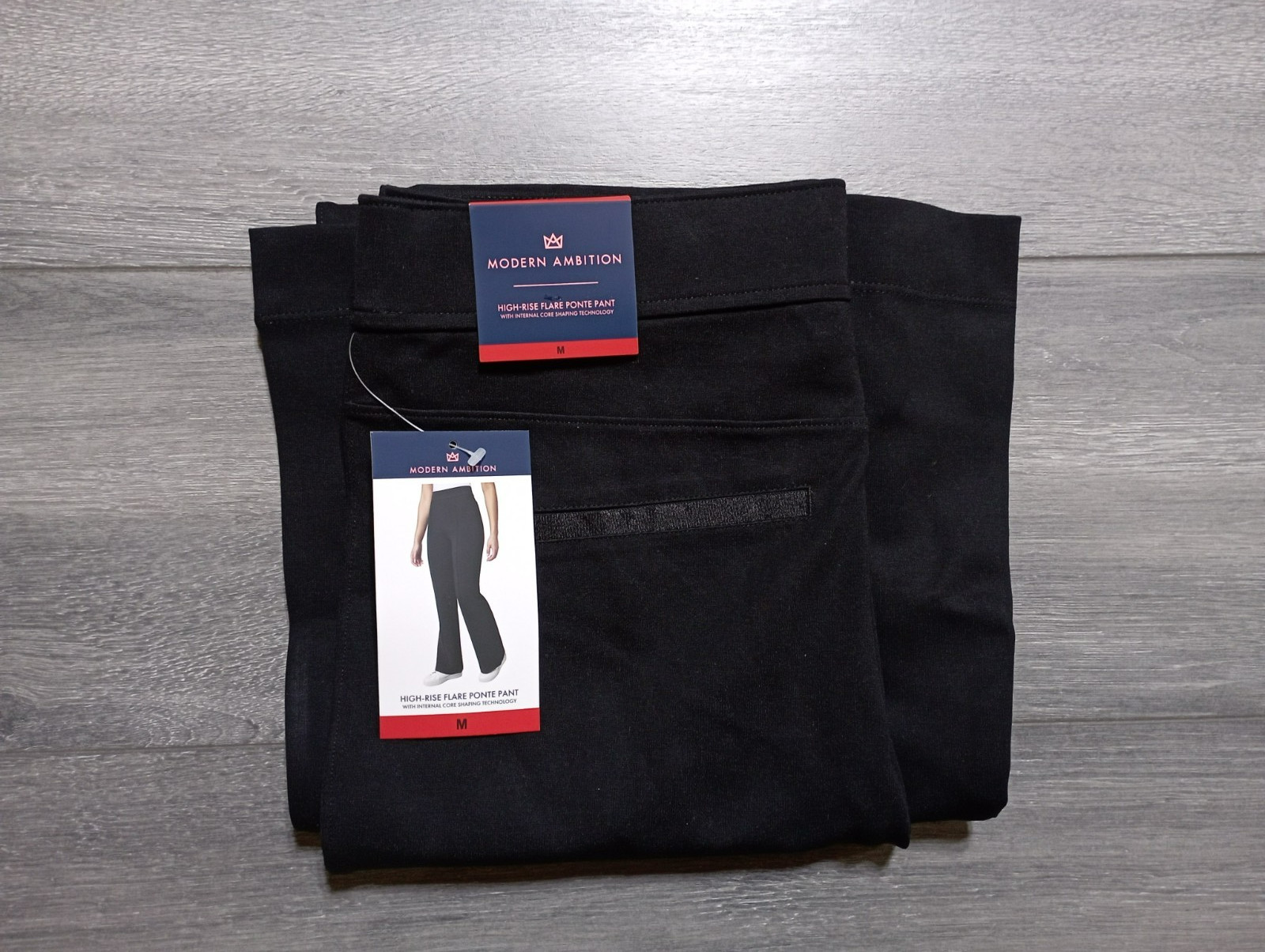 Modern Ambition High Rise Flare Ponte Pant Womens Medium Black Pull On Trousers