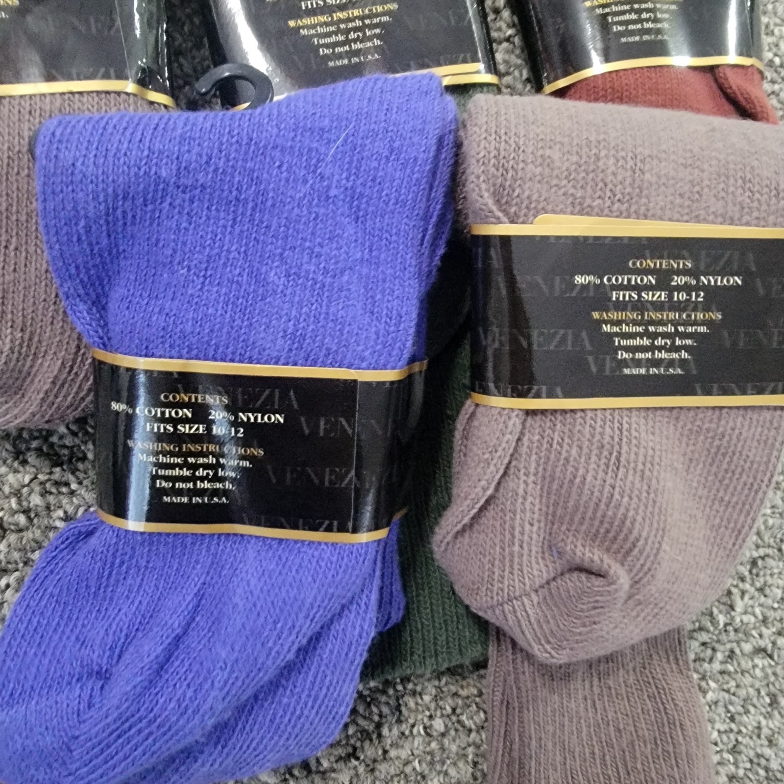 Vtg Venezia Vitale Turn Cuff Slouch Socks Sz 10-12 Cotton Nylon USA – Lot Of 5