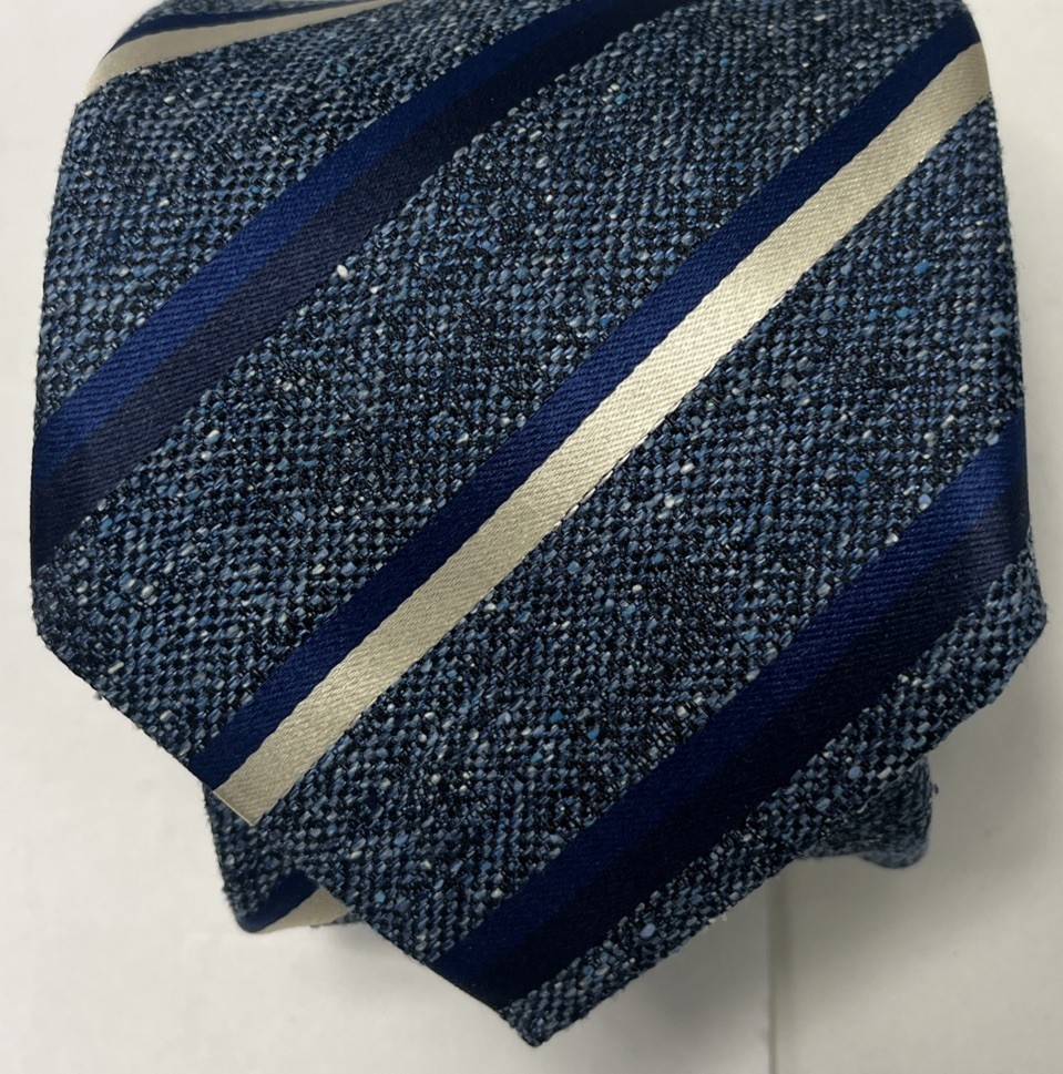 Elizabetta Uomo Blue Striped 100% Silk Tie Handmade In Como Italy 58×3.25