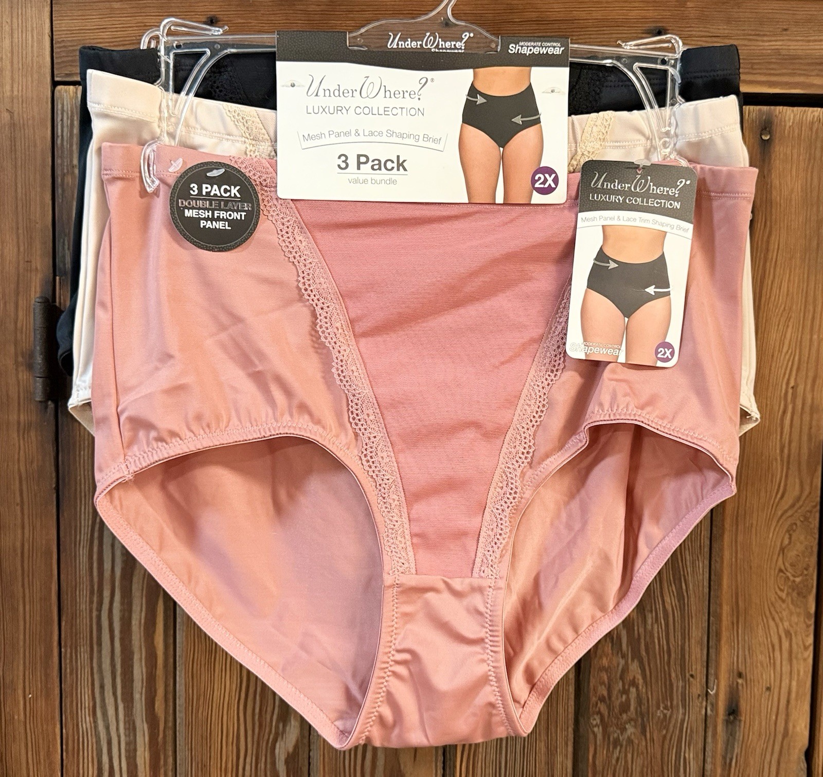Under Where? Luxury Collection 3 Pair Micro Shaping Briefs Size 2X Panties NWT
