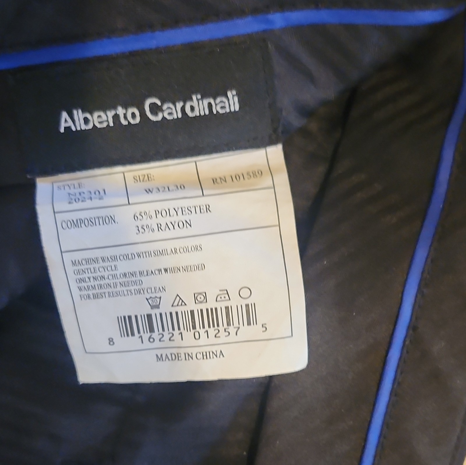 Alberto Cardinali Men’s Black Dress Pants Flat Front Straight Leg 32W Easy Care