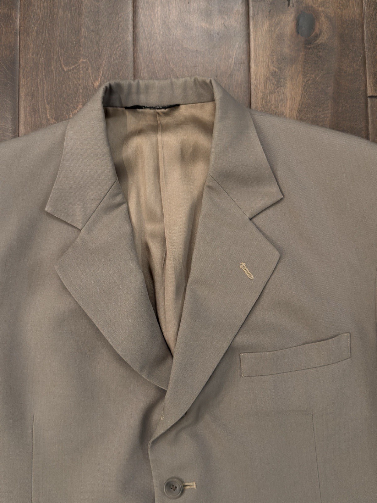 Barry Manufacturing 100% Pure Wool Suit Jacket 5-Button Sports Tan Coat Size 44L