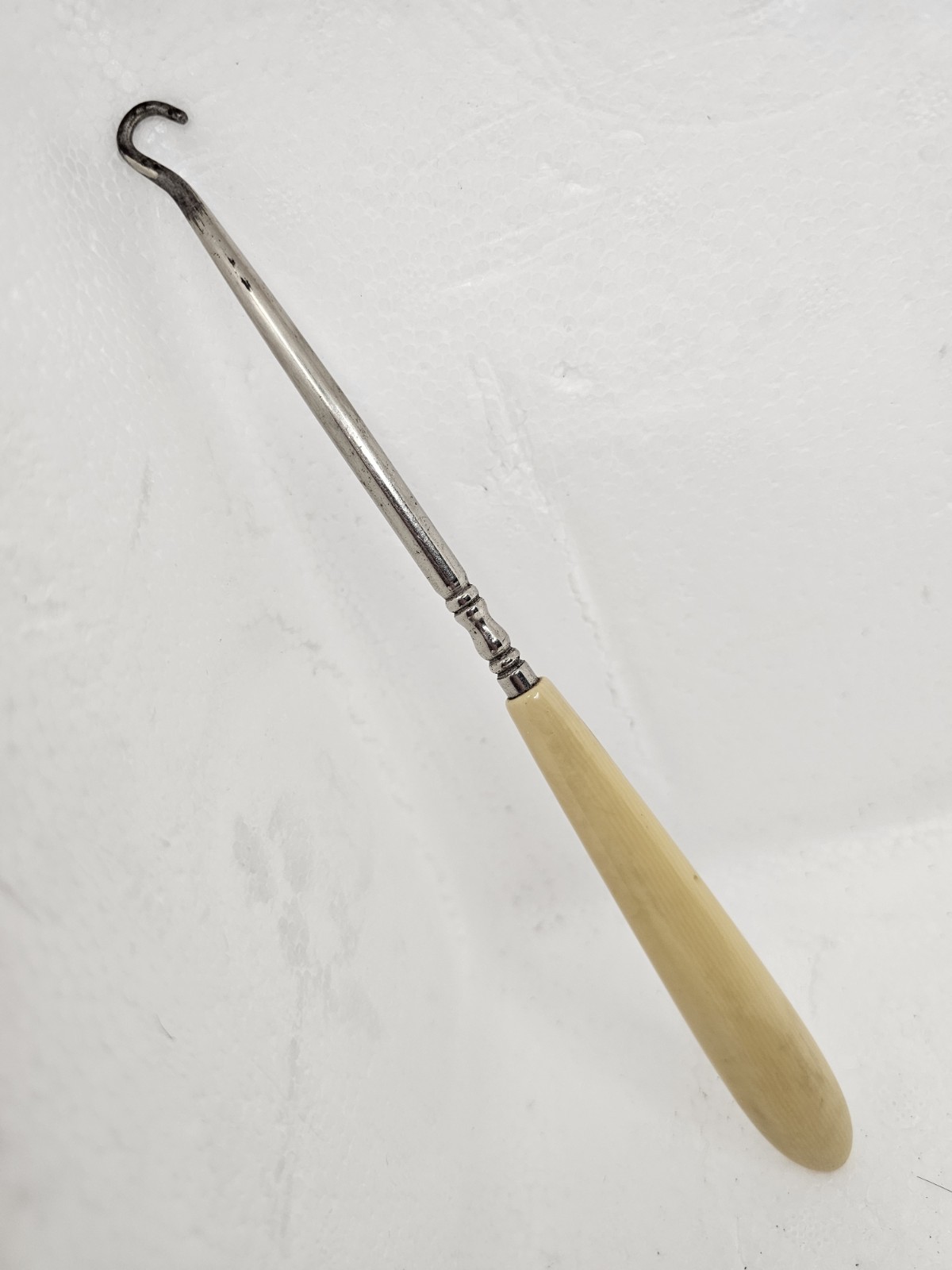 Vintage Shoe / Boot Button Hook with French Ivory (Celluloid) Handle