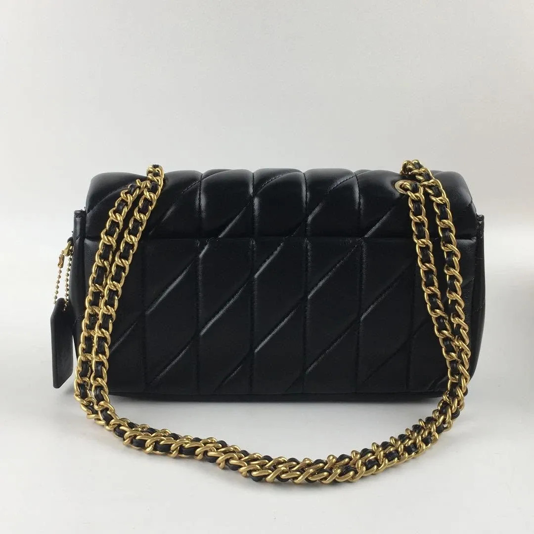 COACH CP150 Tabby 26 Quilted Shoulder Bag Leather Black Silver NEW Outlet