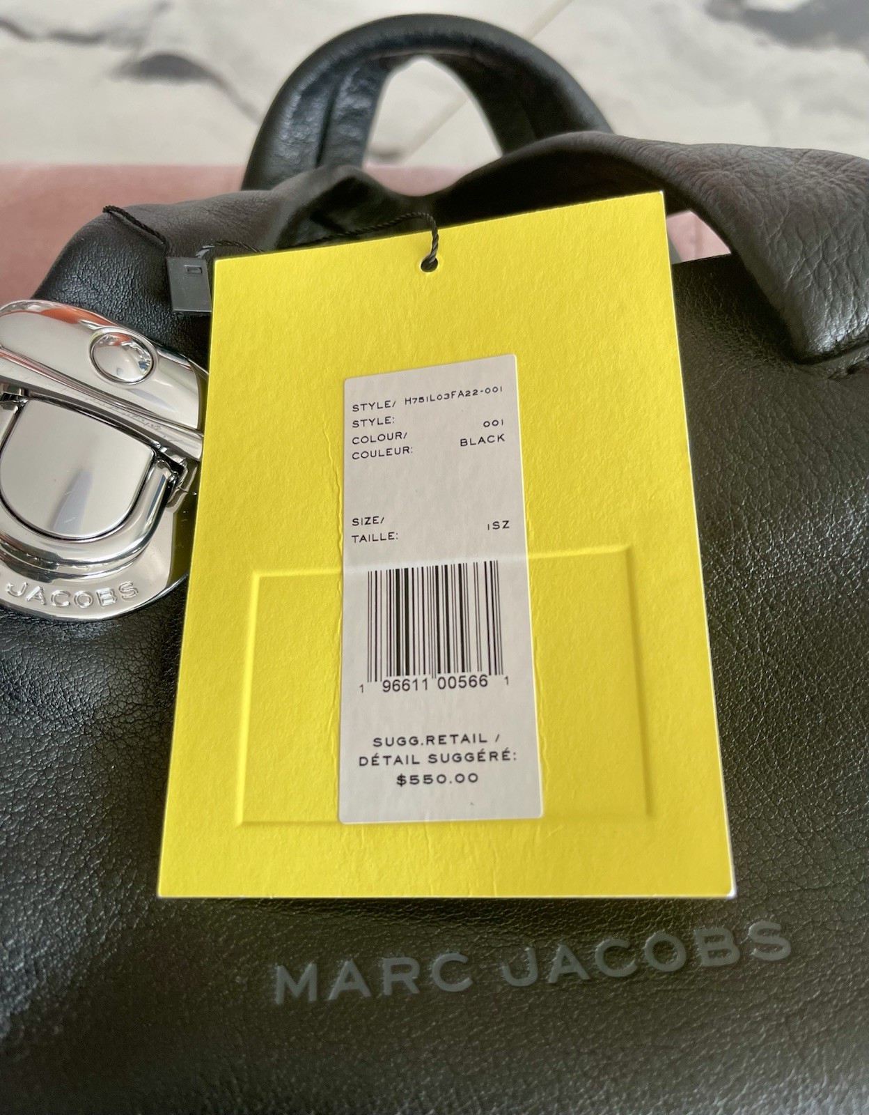 NWT MARC JACOBS Mini Pushlock Black Leather Satchel /Shoulder/Crossbody Bag $550
