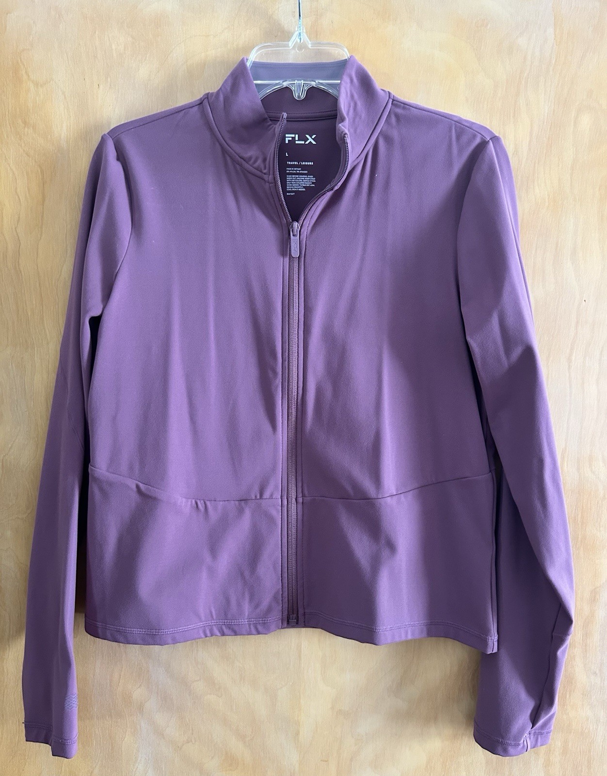 FLX Women’s Purple L Nylon Full Zip Long Sleeve Track Jacket Activewear