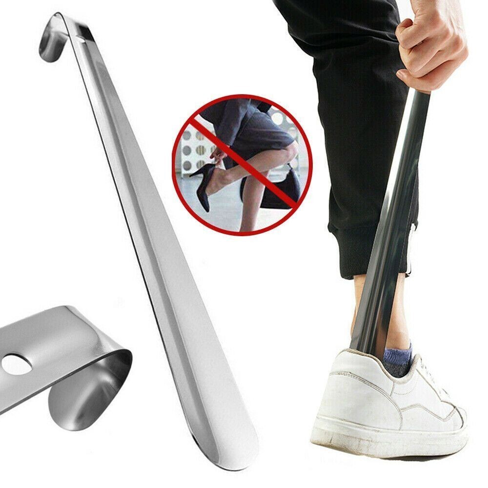 18inch Stainless Steel Long Handled Metal Shoe Horn Lifter with Hanging Hole USA